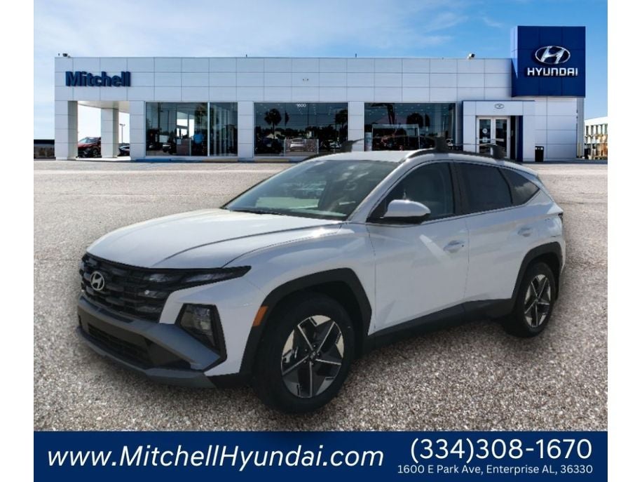 2026 Hyundai Tucson SEL in Serenity White Pearl — front three-quarter view