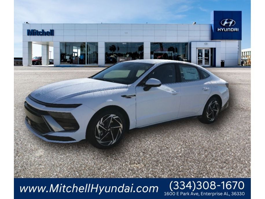 2026 Hyundai Sonata SEL Sport in Serenity White — front three-quarter view