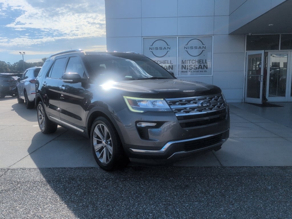 2018 Ford Explorer Limited in Magnetic Metallic — front three-quarter view