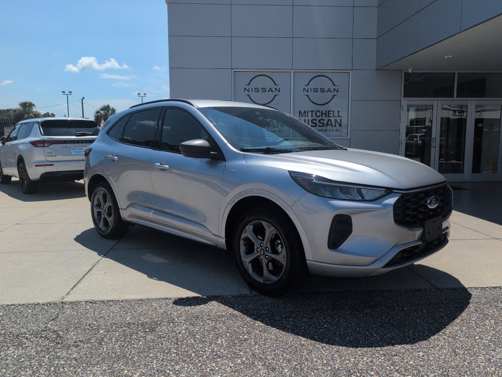 2024 Ford Escape ST-Line in Iconic Silver Metallic — front three-quarter view