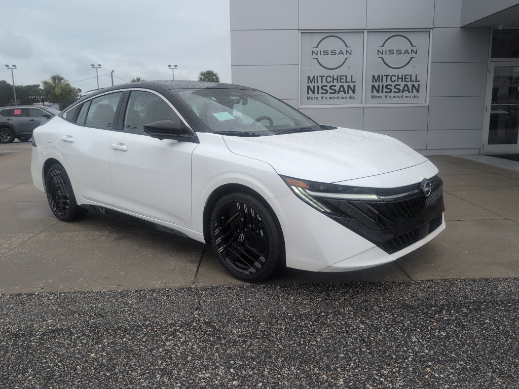 2026 Nissan Sentra SR in Aspen White Tricoat/Super Black — front three-quarter view