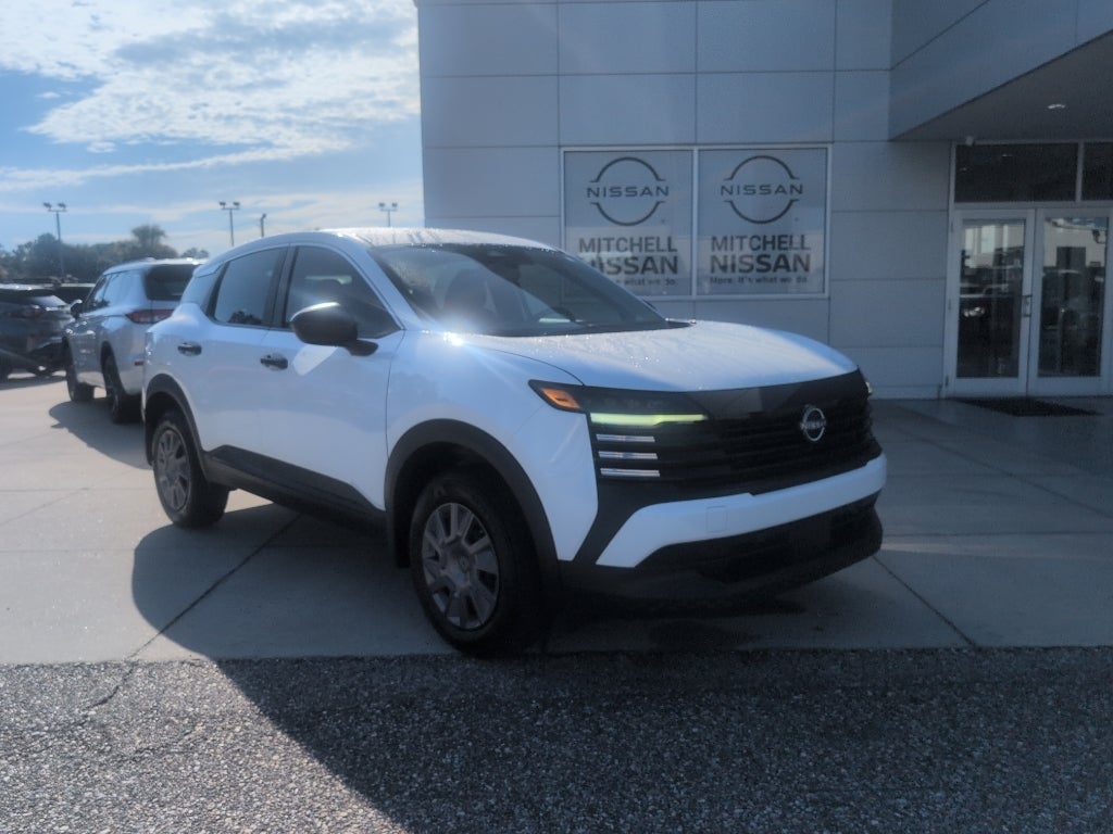 2025 Nissan Kicks S in Fresh Powder — front three-quarter view