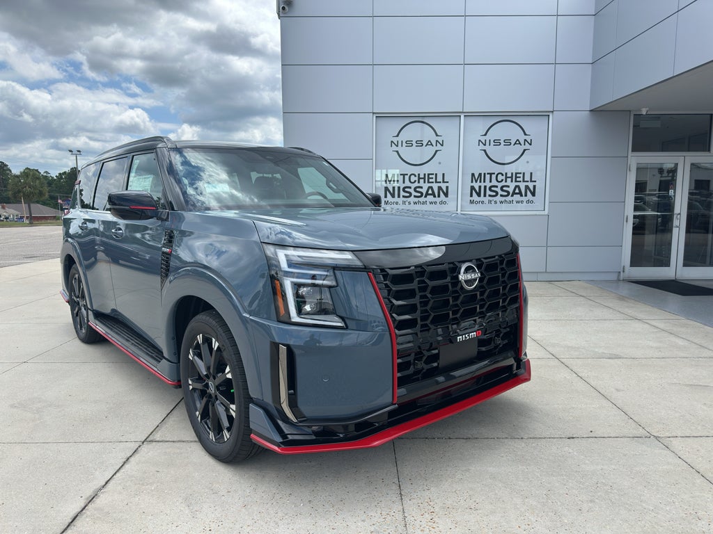 2026 Nissan Armada NISMO in 2T STL GRAY BLK — front three-quarter view